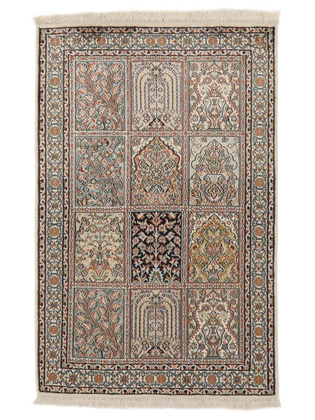 絨毯 オリエンタル カシミール ピュア シルク 79X121 茶色/ベージュ (絹, インド)