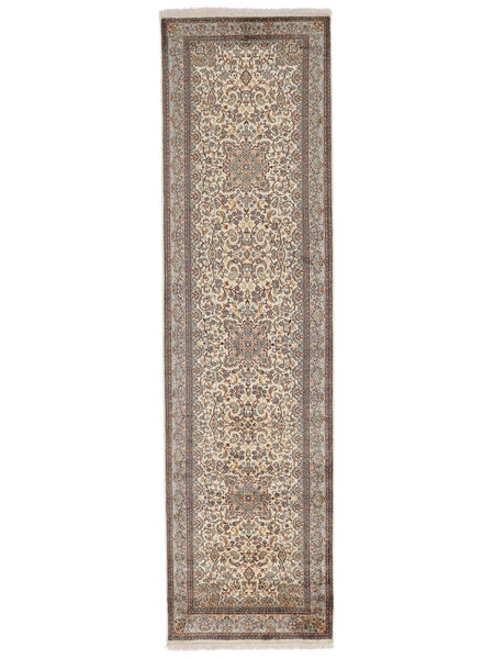  Orientalisk Kashmir Äkta Silke 82X308 Hallmatta Brun/Svart Silke, Indien Carpetvista