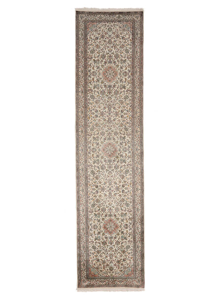  Oriental Kashmir Pure Silk Rug 80X336 Runner
 Brown/Orange Silk, India Carpetvista