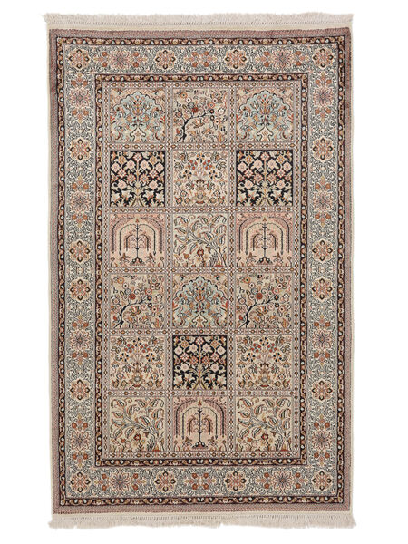 98X156 Kashmir Äkta Silke Matta Orientalisk Brun/Mörkgrå (Silke, Indien) Carpetvista