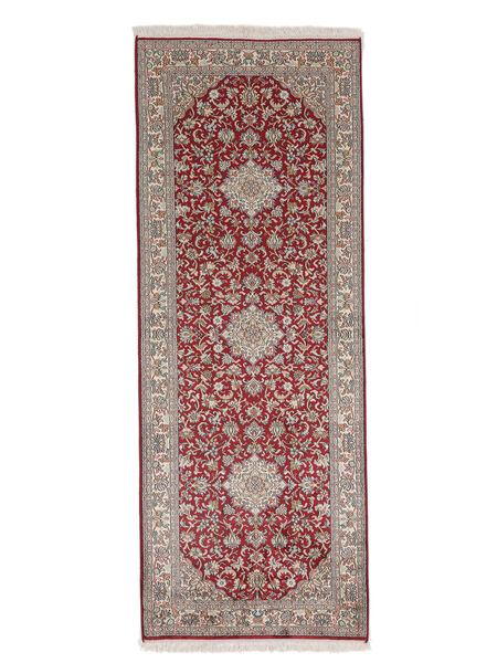 79X209 Tappeto Kashmir Puri Di Seta Orientale Passatoie Marrone/Rosso Scuro (Seta, India) Carpetvista