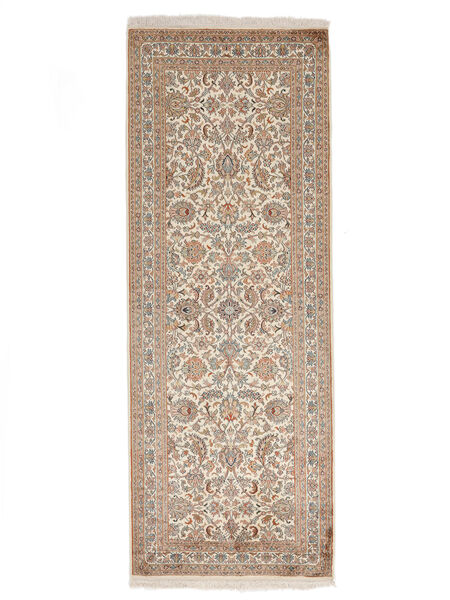  Oriental Kashmir Pure Silk Rug 79X214 Runner
 Brown/Beige Silk, India Carpetvista