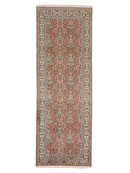  Oriental Kashmir Pure Silk Rug 76X213 Runner
 Brown/Orange Silk, India Carpetvista