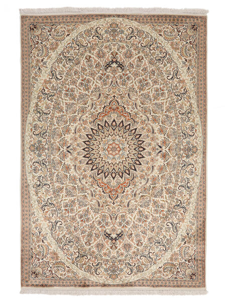 128X188 Kashmir Pure Silke Tæppe Orientalsk Brun/Beige (Silke, Indien) Carpetvista