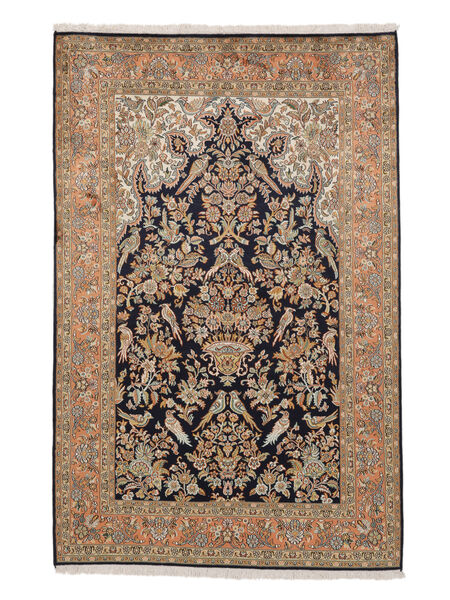 絨毯 オリエンタル カシミール ピュア シルク 124X190 茶色/ブラック (絹, インド)
