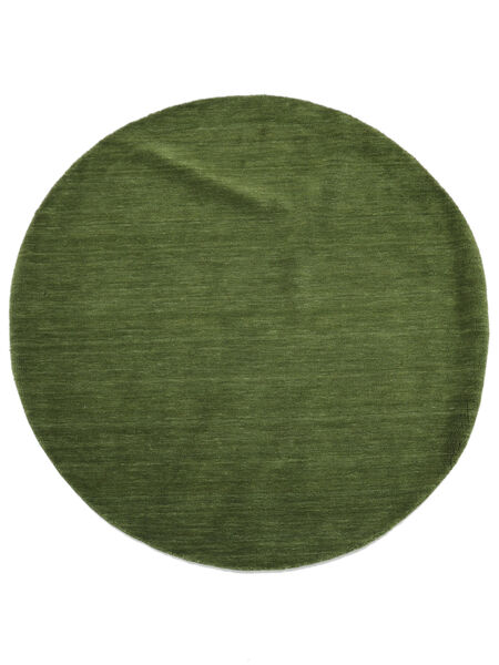  Handloom Rug Ø 150 Wool Black/Dark Green Small Carpetvista