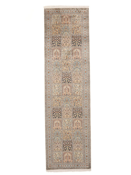 85X299 Kashmir Ren Silke Teppe Orientalsk Løpere Brun (Silke, India) Carpetvista