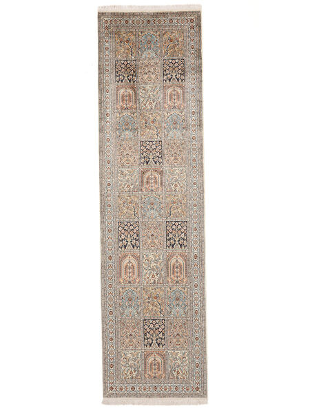 絨毯 オリエンタル カシミール ピュア シルク 82X302 廊下 カーペット 茶色/オレンジ (絹, インド)