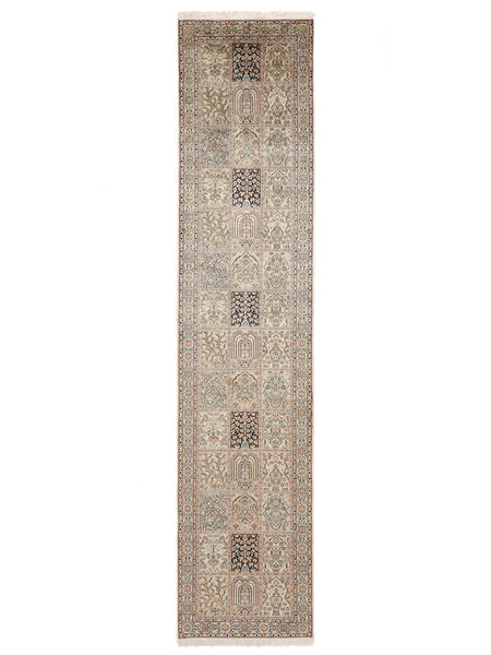  Kashmir Puri Di Seta Tappeto 81X365 In Seta Marrone/Arancione Piccolo Carpetvista