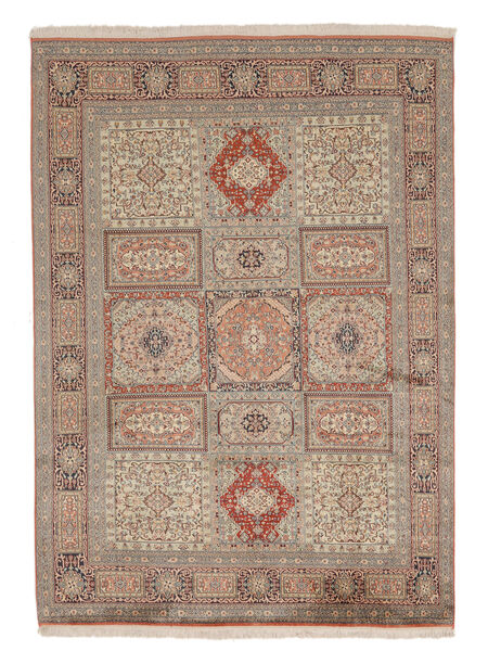166X232 Kaschmir Reine Seide Teppich Orientalischer Braun/Orange (Seide, Indien) Carpetvista