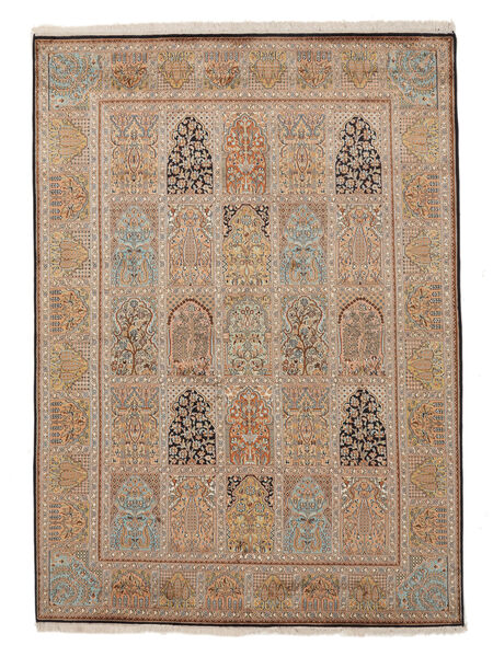 156X219 Kashmir Ren Silke Teppe Orientalsk Brun/Oransje (Silke, India) Carpetvista