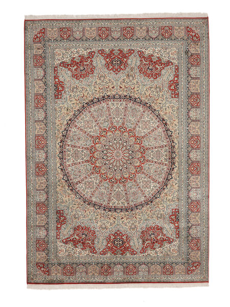 175X253 Kaschmir Reine Seide Teppich Orientalischer Braun/Dunkelgrau (Seide, Indien) Carpetvista