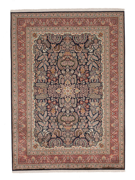 絨毯 カシミール ピュア シルク 220X306 茶色/ダークレッド (絹, インド)