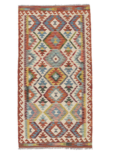 絨毯 オリエンタル キリム アフガン オールド スタイル 101X195 茶色/ダークレッド (ウール, アフガニスタン)