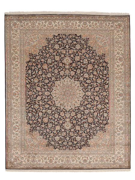 203X254 Kashmir Pure Silk Rug Oriental Brown/Orange (Silk, India) Carpetvista