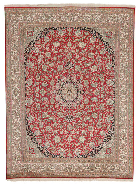 198X260 絨毯 カシミール ピュア シルク オリエンタル 茶色/ダークレッド (絹, インド) Carpetvista