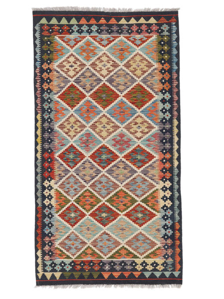 Tapete Oriental Kilim Afegão Old Style 102X193 Castanho/Preto (Lã, Afeganistão)