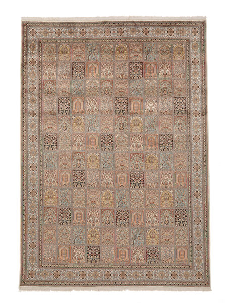 243X346 絨毯 オリエンタル カシミール ピュア シルク 茶色/オレンジ (絹, インド) Carpetvista
