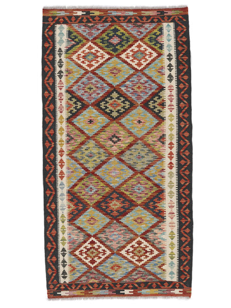 100X197 Kelim Afghan Old Style Tæppe Orientalsk Brun/Mørkerød (Uld, Afghanistan) Carpetvista