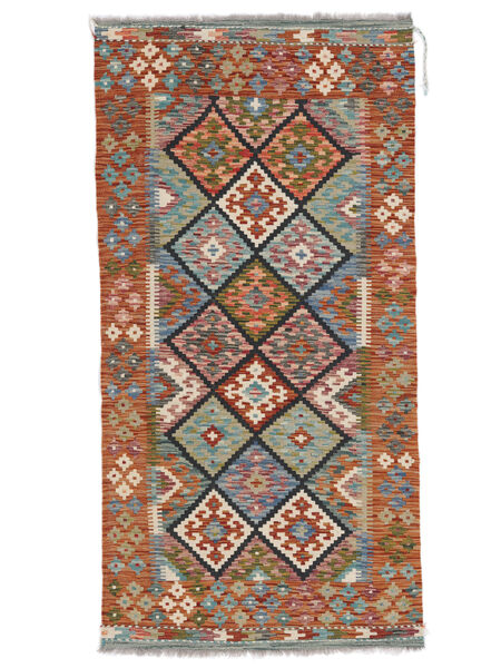 98X197 Kelim Afghan Old Style Teppe Orientalsk Brun/Mørk Rød (Ull, Afghanistan) Carpetvista