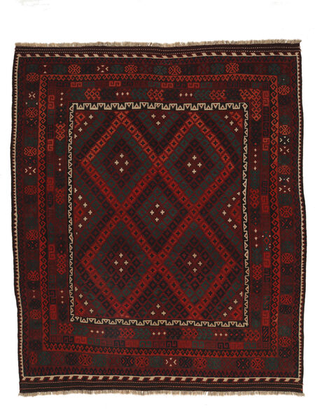 Afghan Vintage Kelim 257X298 Vintage Ullteppe Svart/Mørk Rød Stort Carpetvista