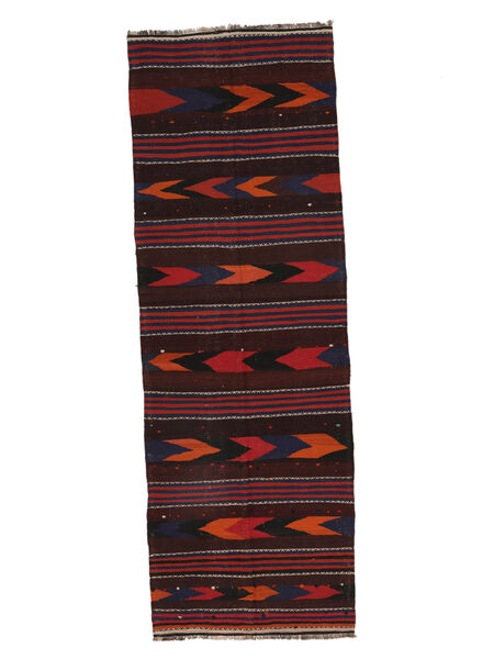 126X369 Tappeto Afghan Vintage Kilim Orientale Passatoie Nero/Rosso Scuro (Lana, Afghanistan) Carpetvista