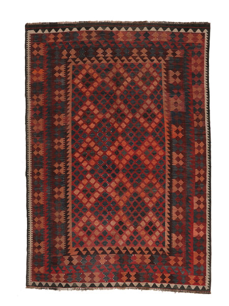 Afghan Vintage Kelim Teppe 190X268 Svart/Mørk Rød Ull, Afghanistan Carpetvista