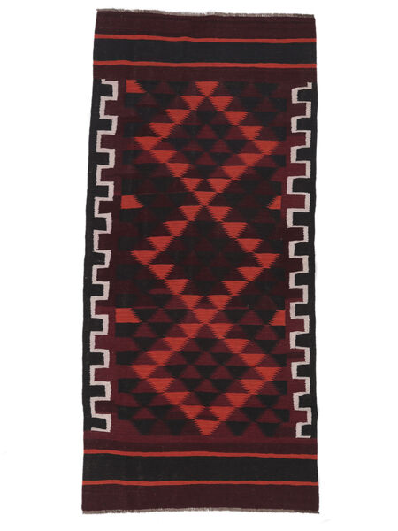 123X272 Alfombra Afghan Vintage Kilim Oriental De Pasillo Negro/Rojo Oscuro (Lana, Afganistán) Carpetvista