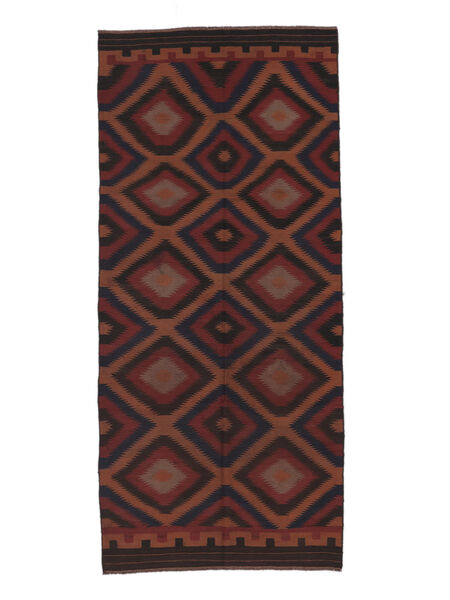  137X310 Afghan Vintage Kelim Vloerkleed Tapijtloper Zwart/Donkerrood Afghanistan Carpetvista