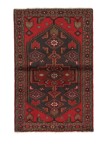 絨毯 ペルシャ ハマダン 102X160 ブラック/ダークレッド (ウール, ペルシャ/イラン)