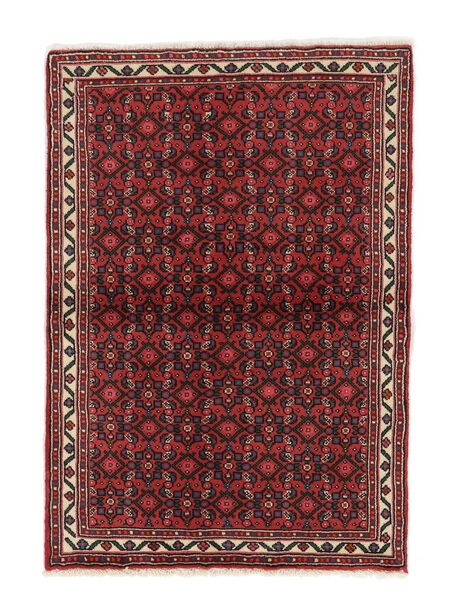 Alfombra Hosseinabad 97X138 Negro/Rojo Oscuro (Lana, Persia/Irán)
