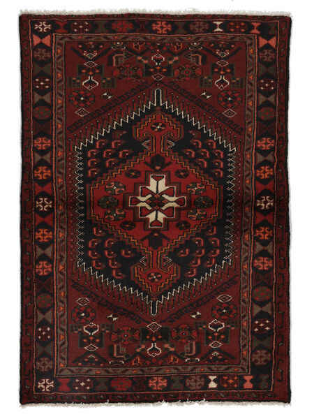 99X142 Hamadan Rug Black/Dark Red Persia/Iran Carpetvista