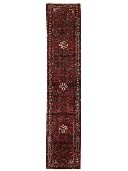 Dywan Orientalny Hosseinabad 83X401 Chodnikowy Czarny/Ciemnoczerwony (Wełna, Persja/Iran)