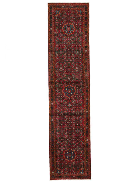 94X398 絨毯 オリエンタル ホセイナバード 廊下 カーペット ブラック/ダークレッド (ウール, ペルシャ/イラン) Carpetvista