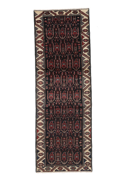 Persischer Hamadan Teppich 104X305 Läufer Schwarz/Dunkelrot (Wolle, Persien/Iran)
