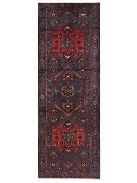  Persischer Hamadan Teppich 107X304 Läufer Schwarz/Dunkelrot (Wolle, Persien/Iran)
