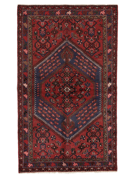 131X218 Tapete Hamadã Oriental Preto/Vermelho Escuro (Lã, Pérsia/Irão) Carpetvista