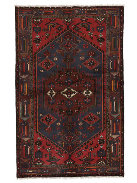 131X205 Dywan Hamadan Orientalny Czarny/Ciemnoczerwony (Wełna, Persja/Iran) Carpetvista