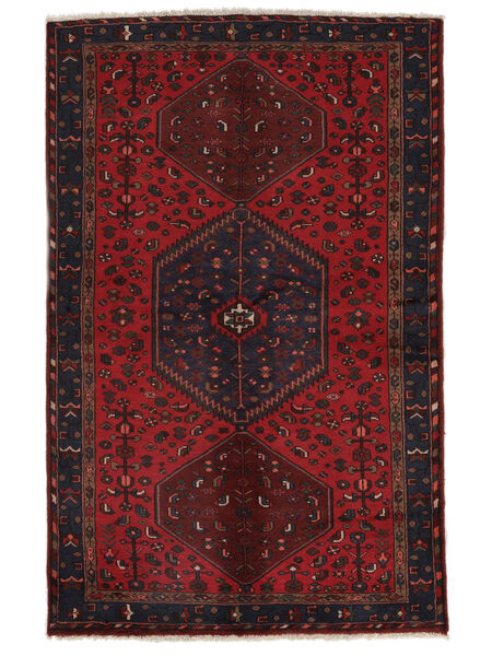 Hamadan Teppich 132X205 Schwarz/Dunkelrot Wolle, Persien/Iran Carpetvista