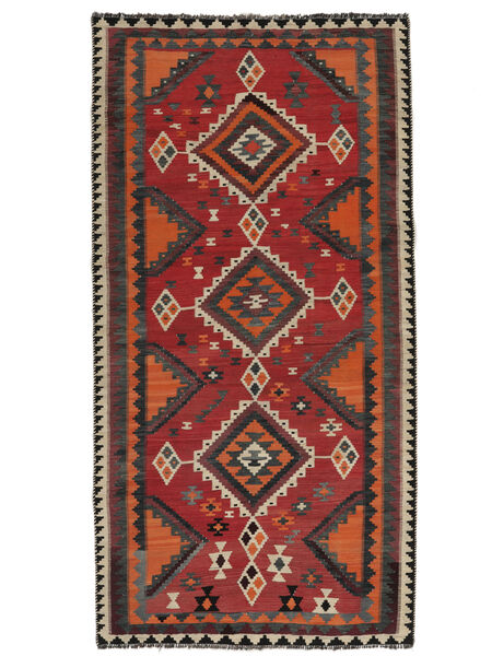 Tapis Persan Kilim Vintage 147X292 De Couloir Rouge Foncé/Noir (Laine, Perse/Iran)