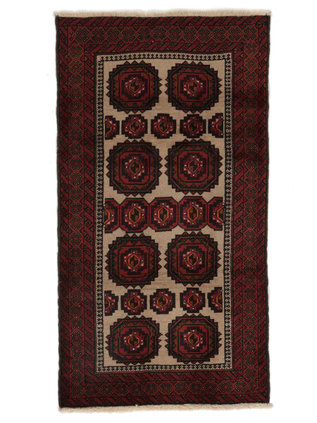 92X172 Belutsch Teppich Orientalischer Schwarz/Braun (Wolle, Persien/Iran) Carpetvista