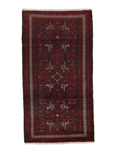 Tapete Balúchi 95X175 Preto/Vermelho Escuro (Lã, Pérsia/Irão)