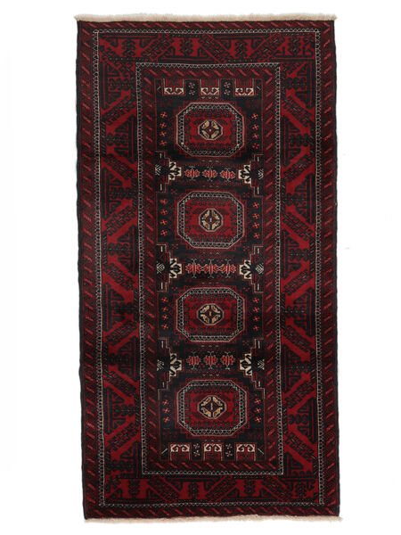 100X195 Tapis D'orient Baloutche Noir/Rouge Foncé (Laine, Perse/Iran) Carpetvista