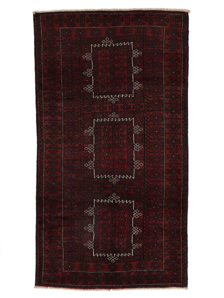 絨毯 バルーチ 100X190 ブラック (ウール, ペルシャ/イラン)