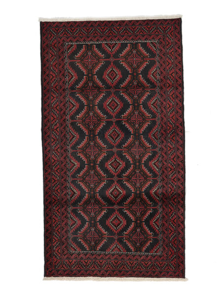絨毯 バルーチ 100X178 ブラック/ダークレッド (ウール, ペルシャ/イラン)