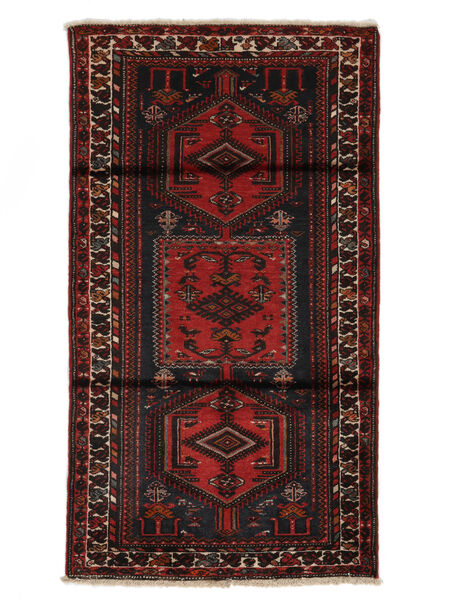 108X190 Alfombra Oriental Hamadan Negro/Rojo Oscuro (Lana, Persia/Irán) Carpetvista