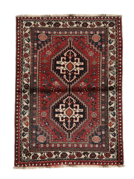 117X162 Tapete Shiraz Oriental Preto/Vermelho Escuro (Lã, Pérsia/Irão) Carpetvista