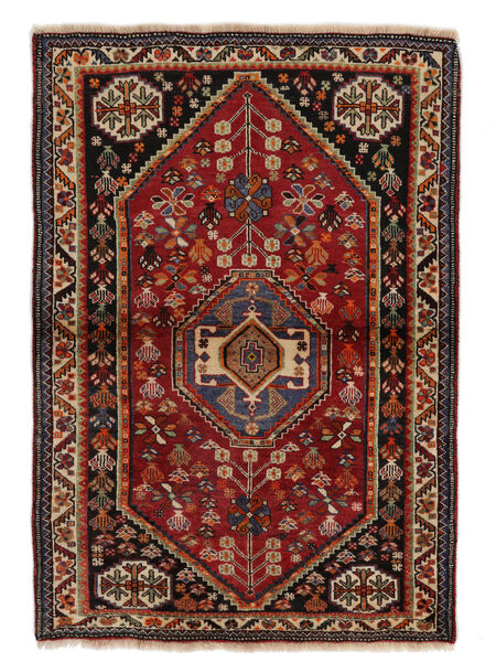 110X160 Tappeto Shiraz Orientale Nero/Rosso Scuro (Lana, Persia/Iran) Carpetvista
