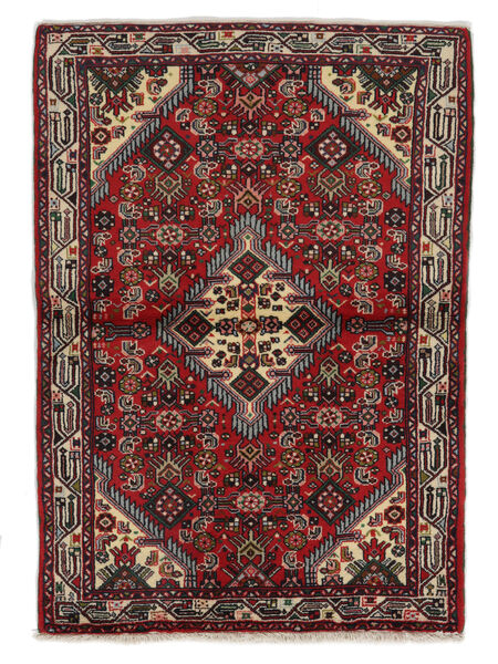 Alfombra Oriental Hamadan 100X144 Negro/Rojo Oscuro (Lana, Persia/Irán)