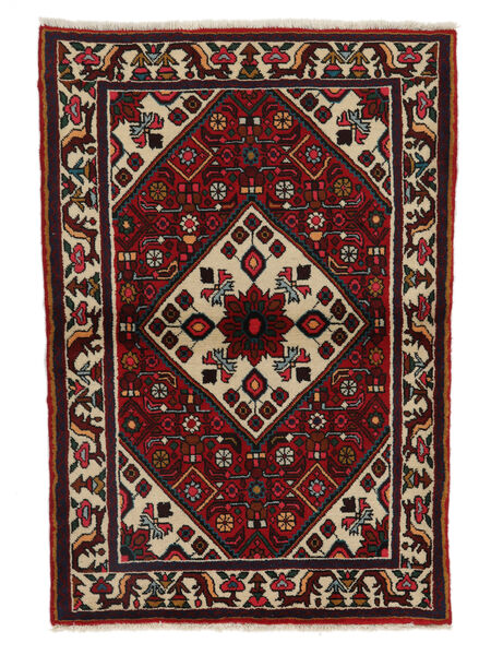 90X130 Dywan Hamadan Orientalny Czarny/Ciemnoczerwony (Wełna, Persja/Iran) Carpetvista